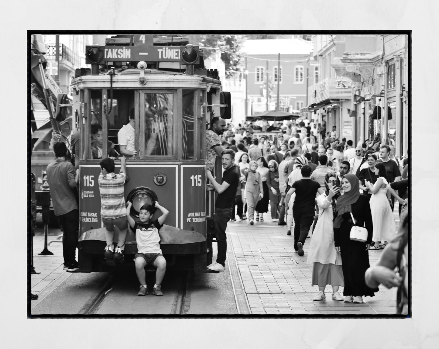 Istanbul Taksim Tram Black And White Street Photography Print Poster