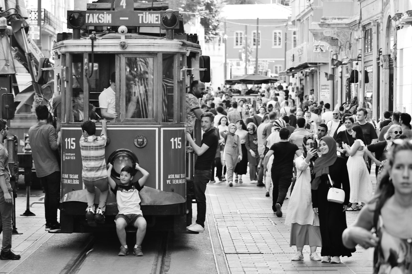 Istanbul Taksim Tram Black And White Street Photography Print Poster
