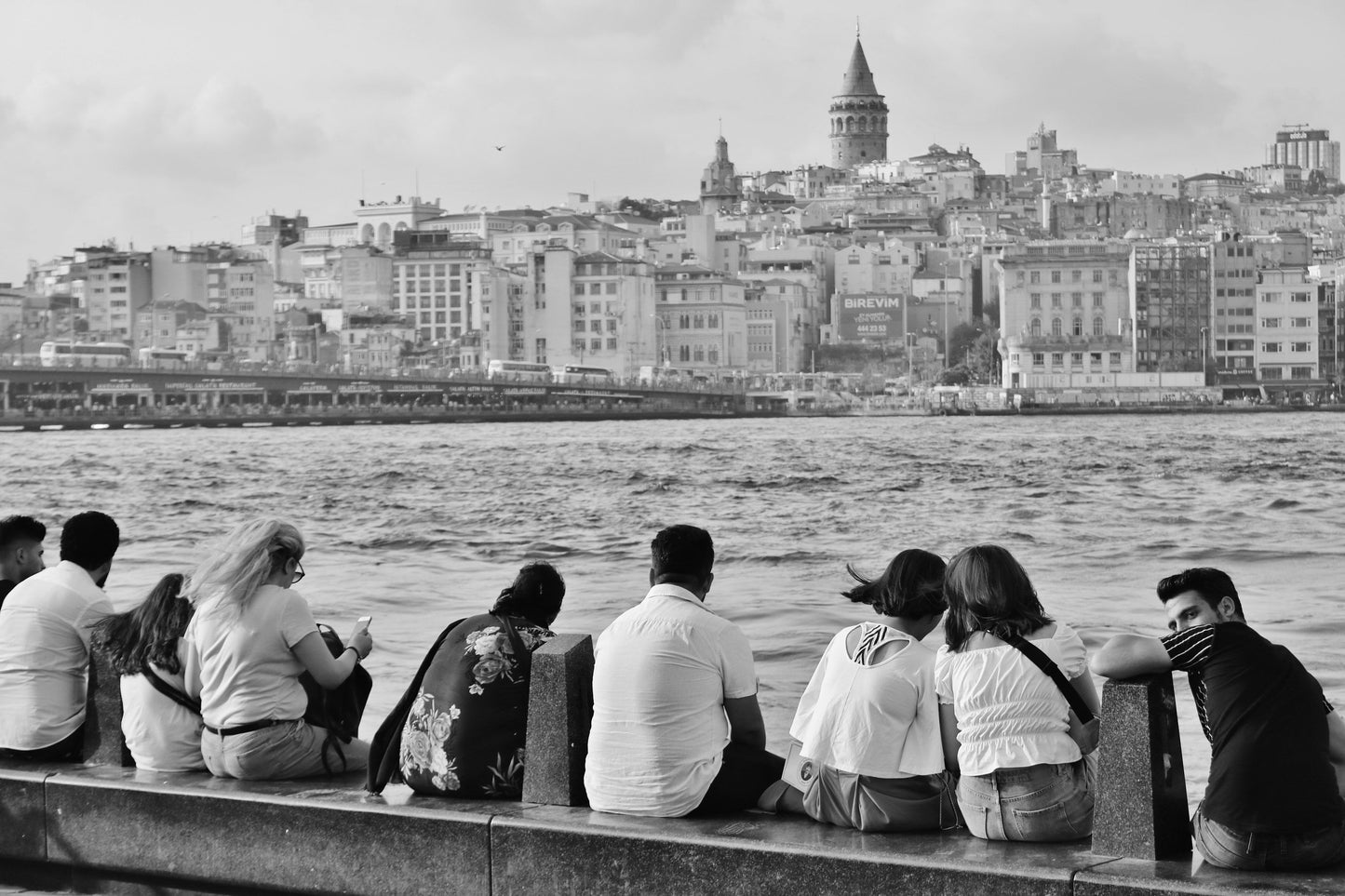Istanbul Black And White Galata Tower Eminonu Photography Print