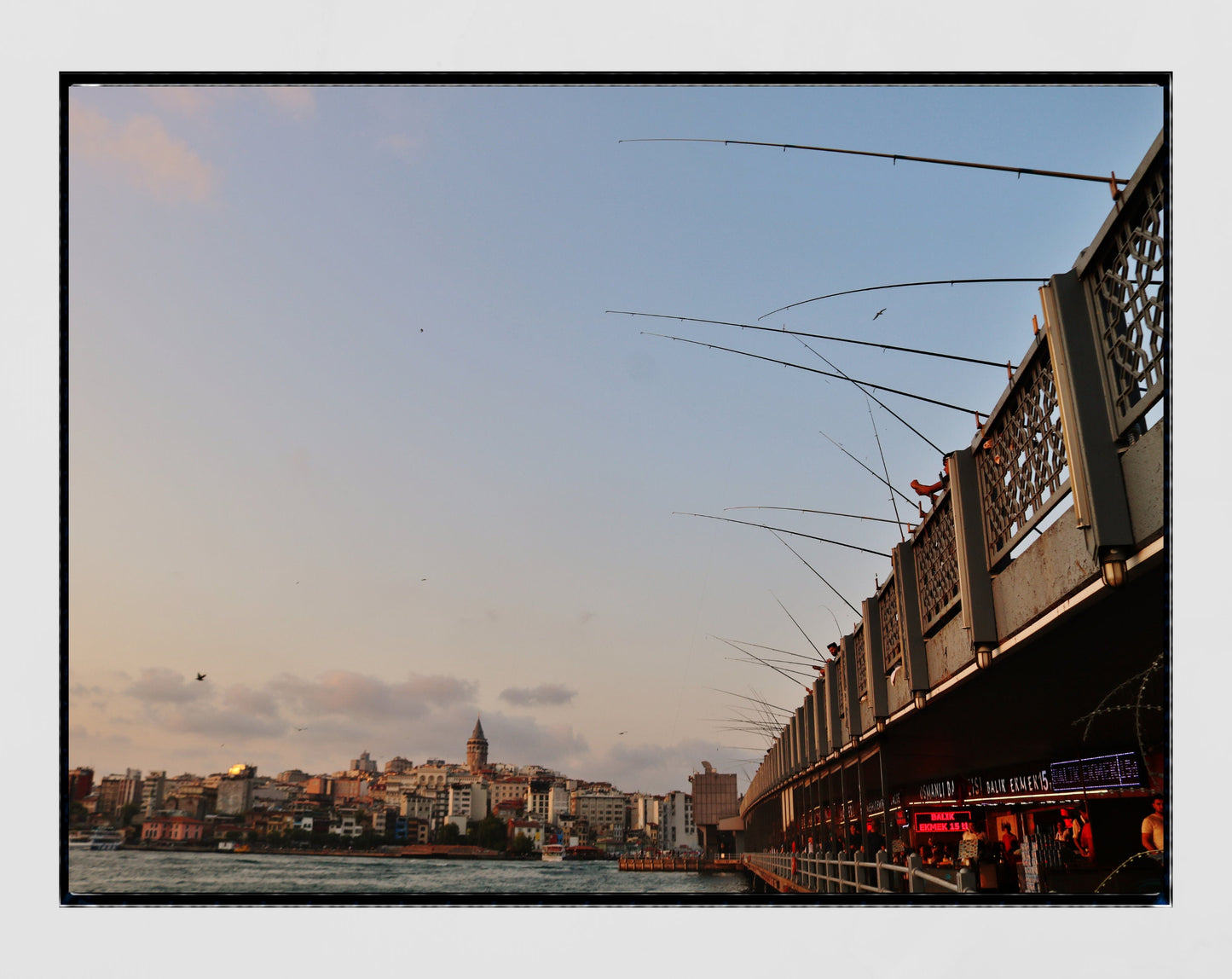 Istanbul Galata Bridge Fishing Photography Print Poster