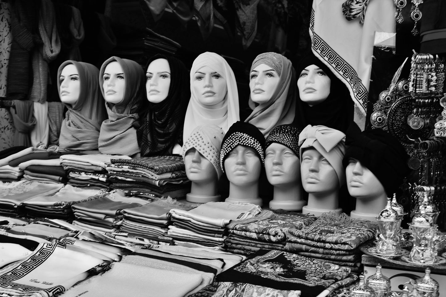 Middle East Wall Art Turkey Istanbul Grand Bazaar Black And White Photography Print