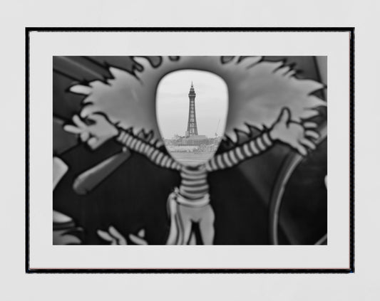 Blackpool Photography Print Blackpool Tower South Pier Black And White Poster Gift