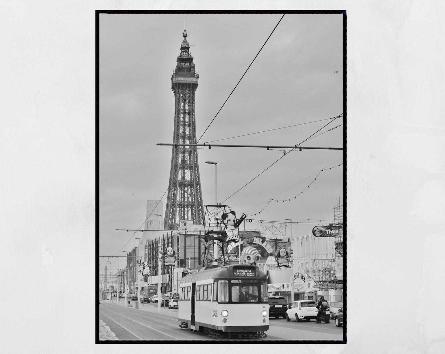 Blackpool Photography Print Blackpool Tower Tram Black And White Poster