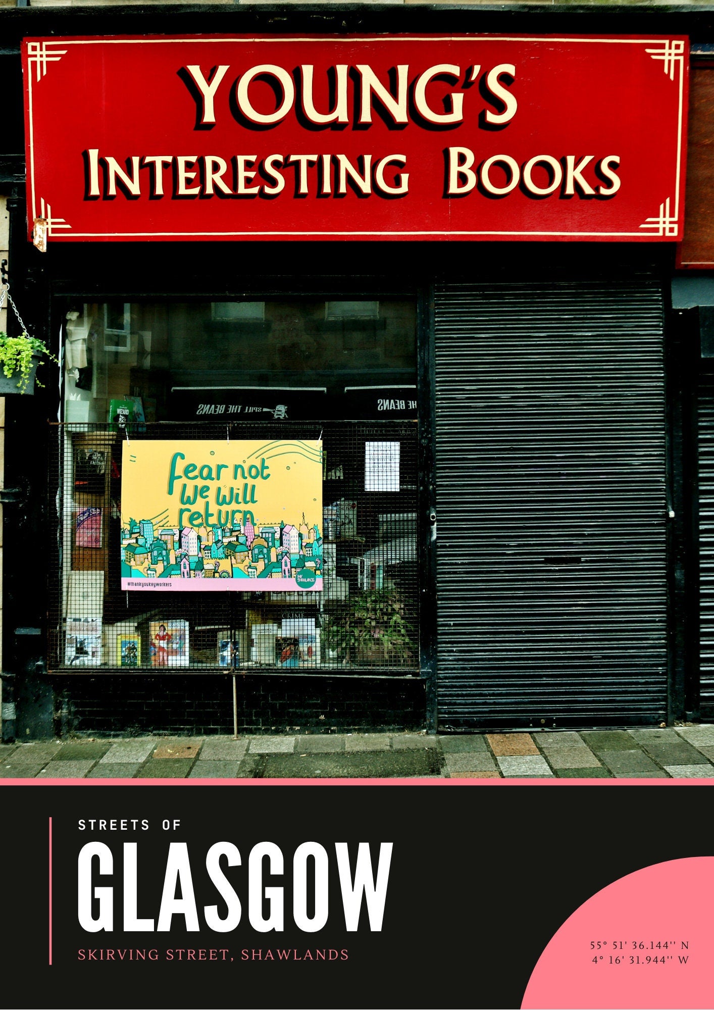 Bookshop Photography Print, Glasgow Shawlands Poster, Shawlands Gift Photography Print