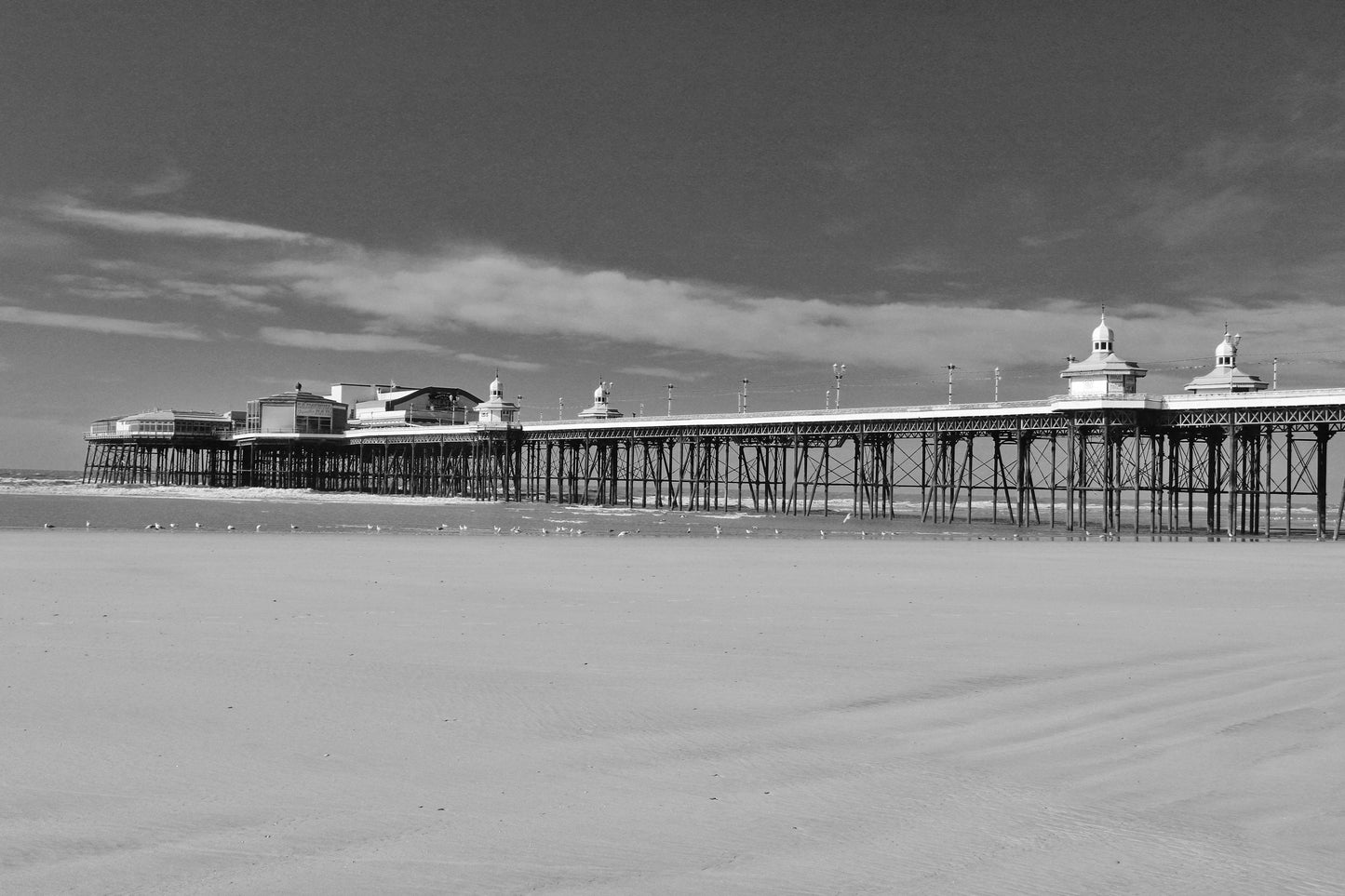 Blackpool Poster North Pier Coastal British Seaside Black And White Photography Print