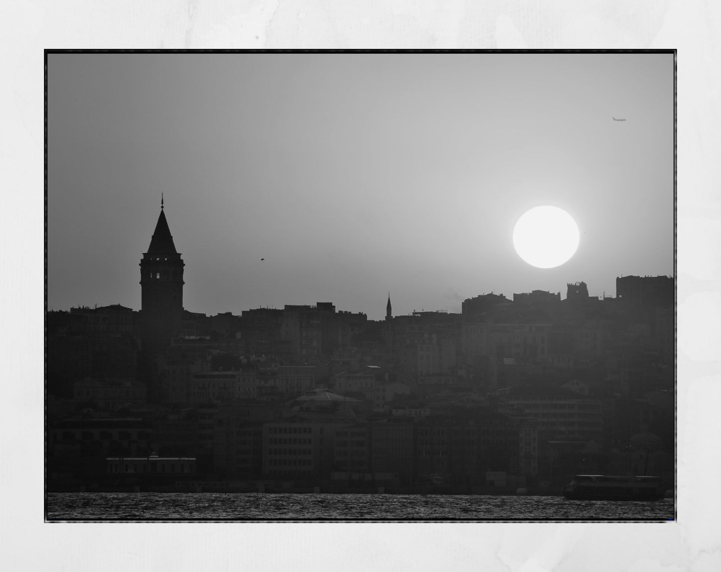 Istanbul Galata Tower Sunset Black And White Photography Print