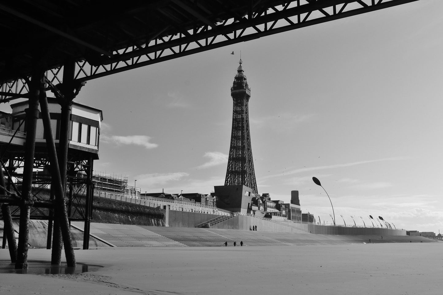 Blackpool Tower Poster Under The Boardwalk North Pier Black And White Photography Print