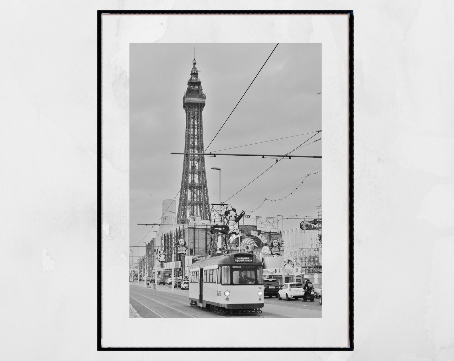 Blackpool Photography Print Blackpool Tower Tram Black And White Poster