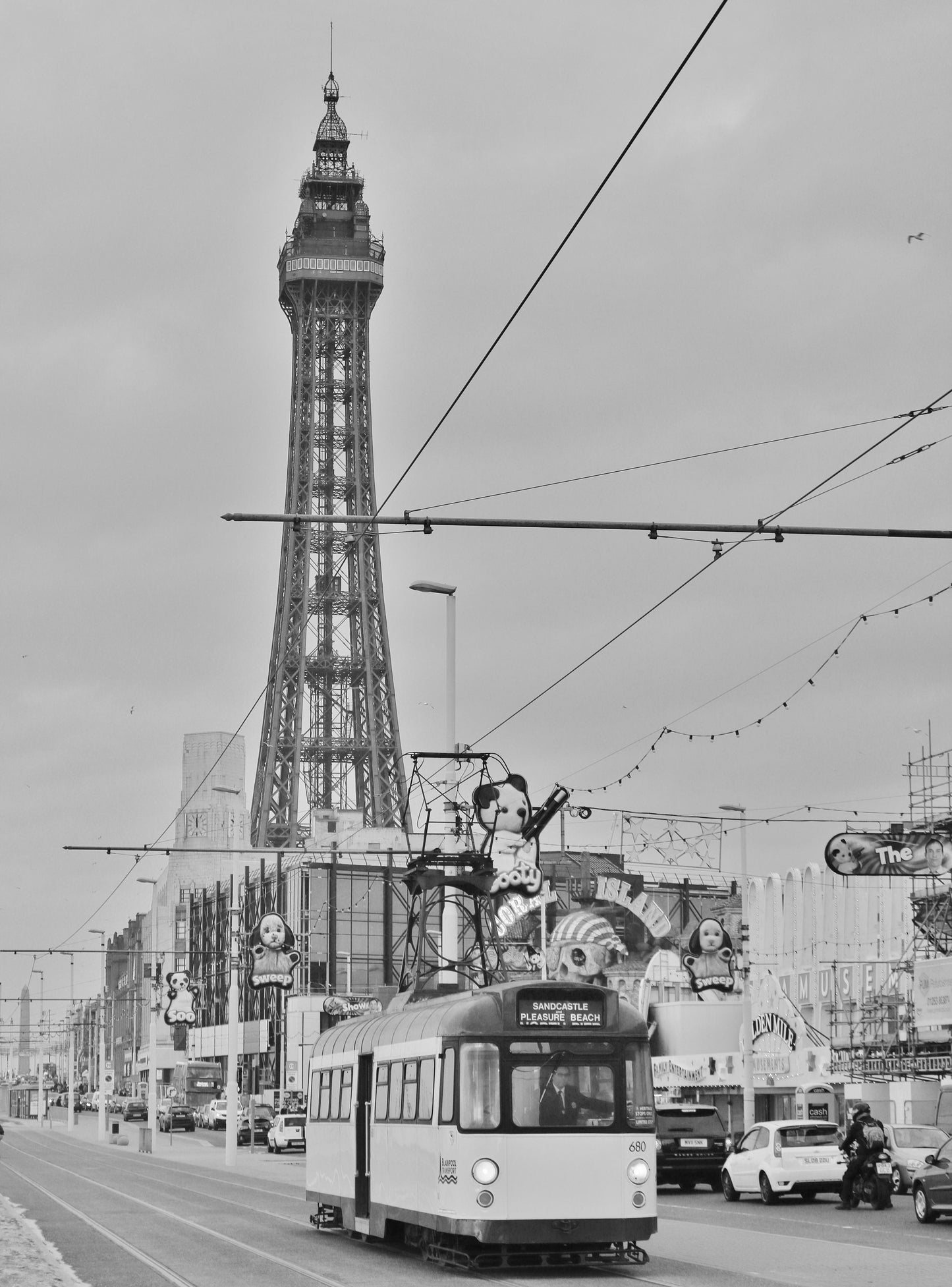 Blackpool Photography Print Blackpool Tower Tram Black And White Poster