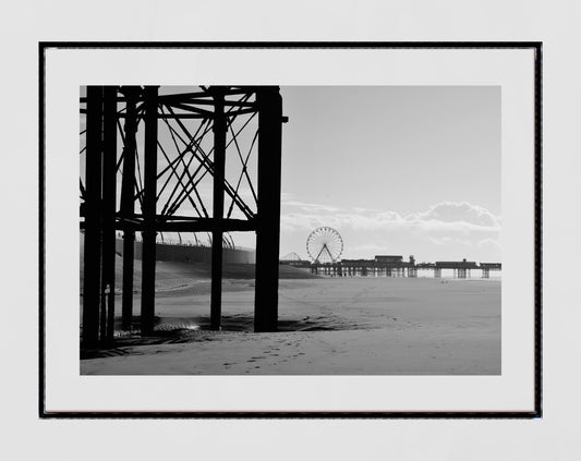 Blackpool Poster Ferris Wheel Under The Boardwalk Black And White Photography