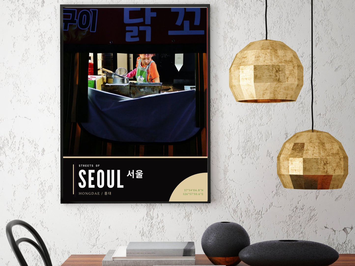Streets of Seoul South Korea, Hongdae Food Market Art Print