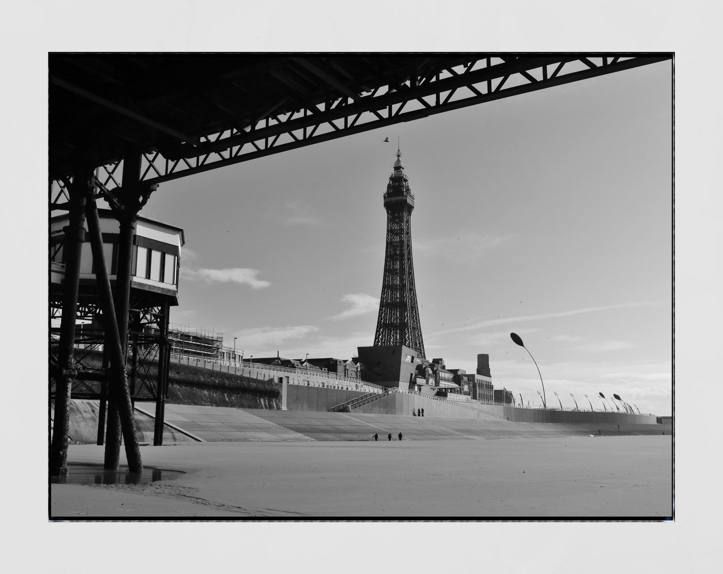 Blackpool Tower Poster Under The Boardwalk North Pier Black And White Photography Print