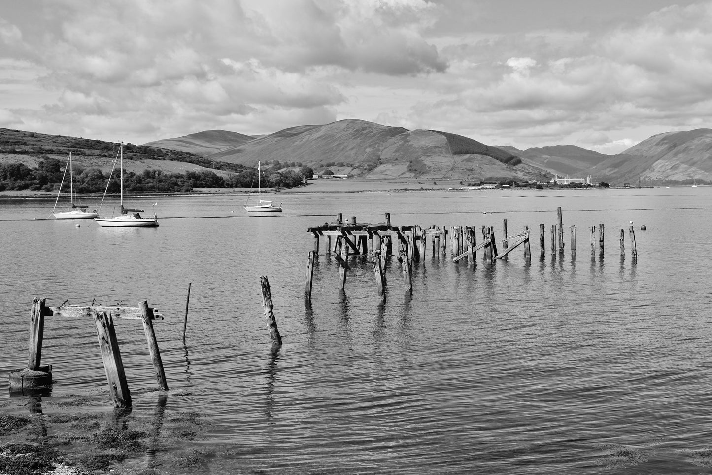 Isle Of Bute Port Bannatyne Coastal Black And White Photography Print