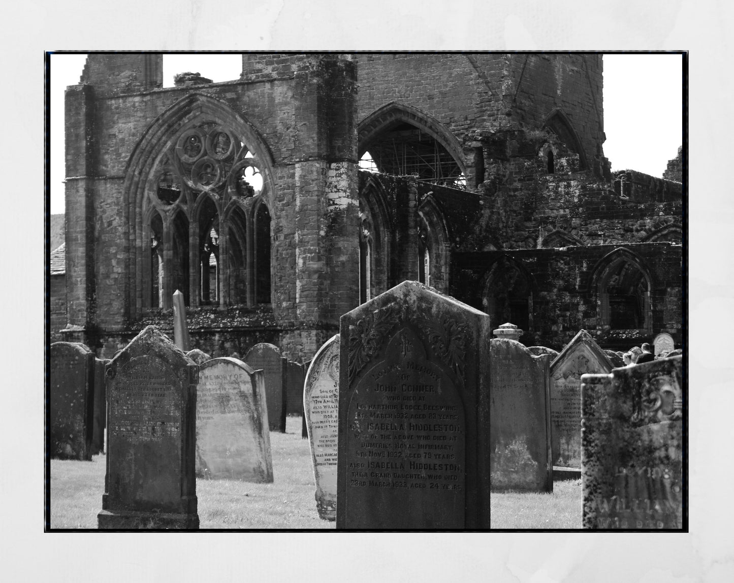 Dumfries Poster Sweetheart Abbey Graveyard Black And White Photography Print