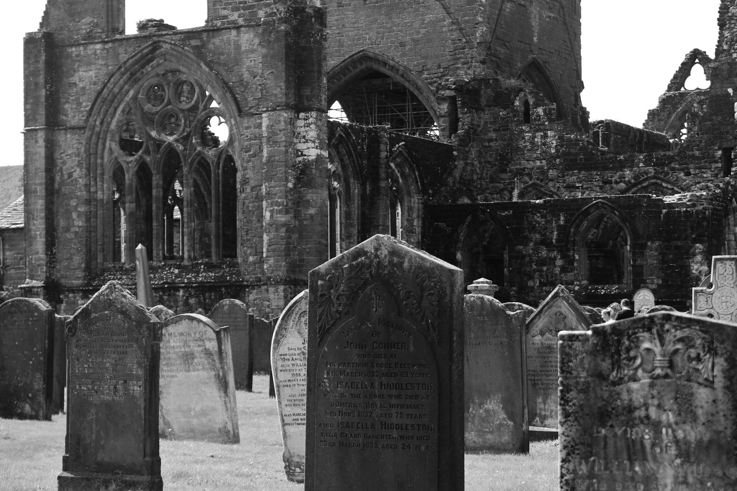 Dumfries Poster Sweetheart Abbey Graveyard Black And White Photography Print