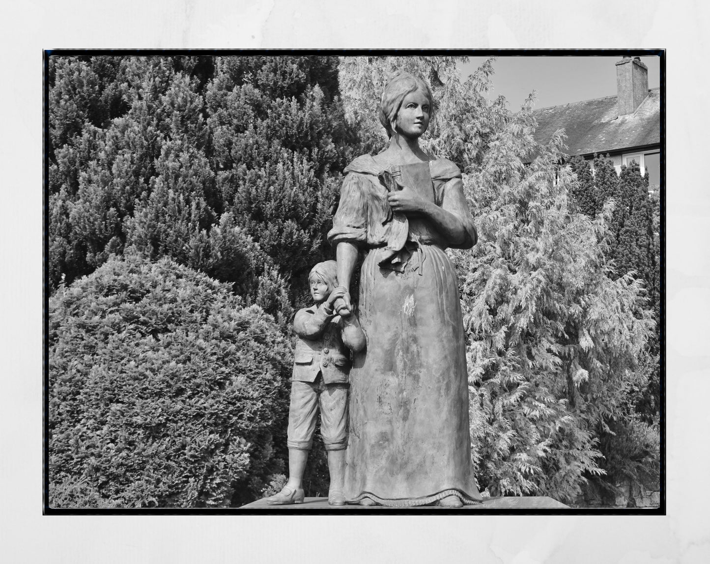 Dumfries Scotland Poster Robert Burns Jean Armour Statue Black And White Photography Print