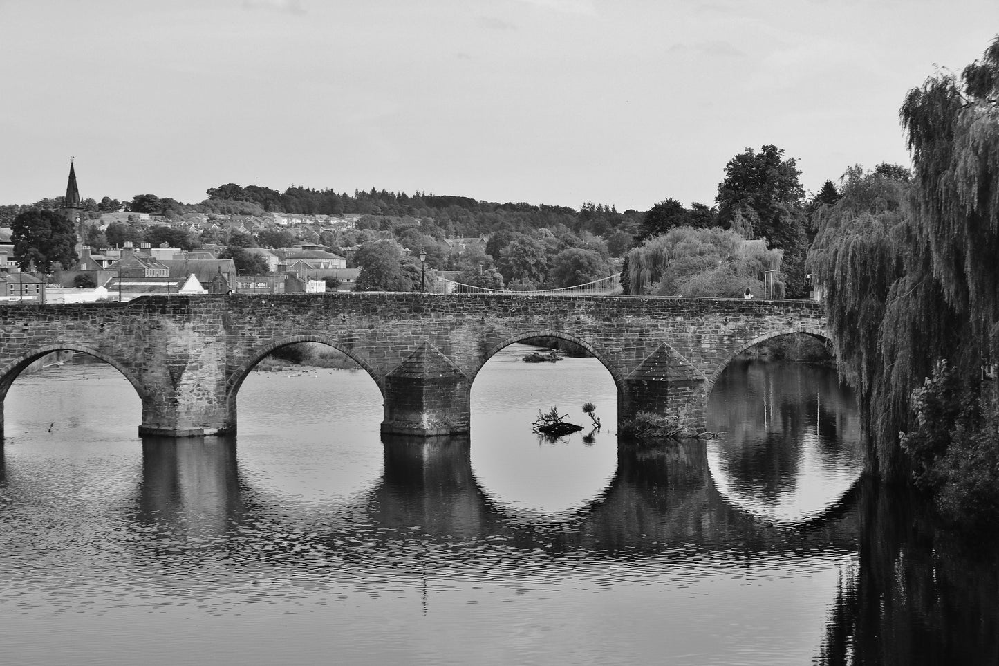Dumfries River Nith Devorgilla Bridge Black And White Photography Print Poster