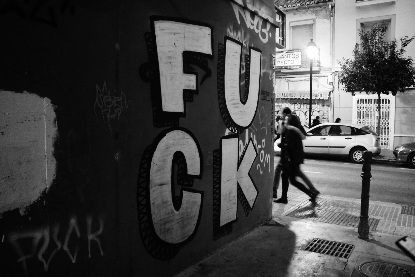 Malaga Spain Street Black And White Photography Print