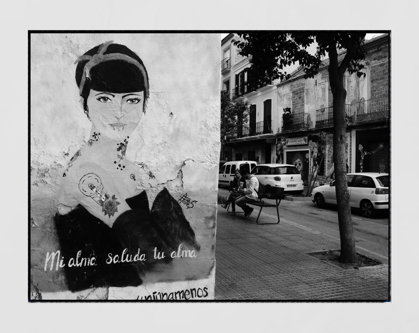Malaga Street Art Black And White Photography Poster