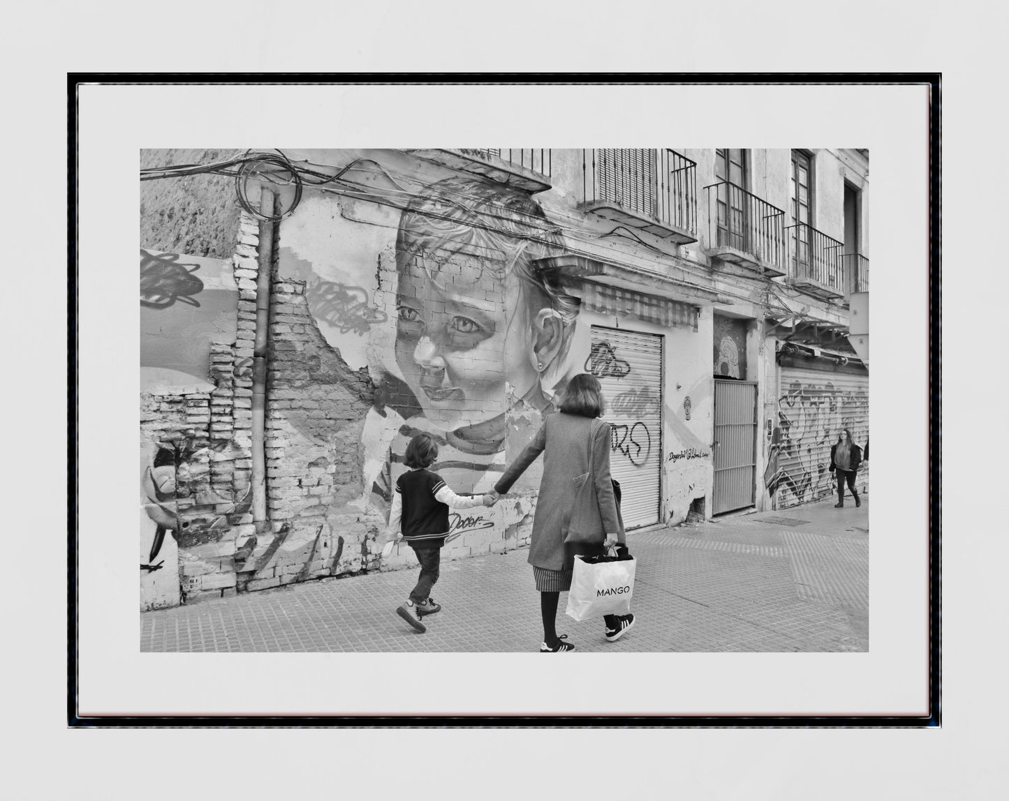Malaga Street Black And White Photography Print