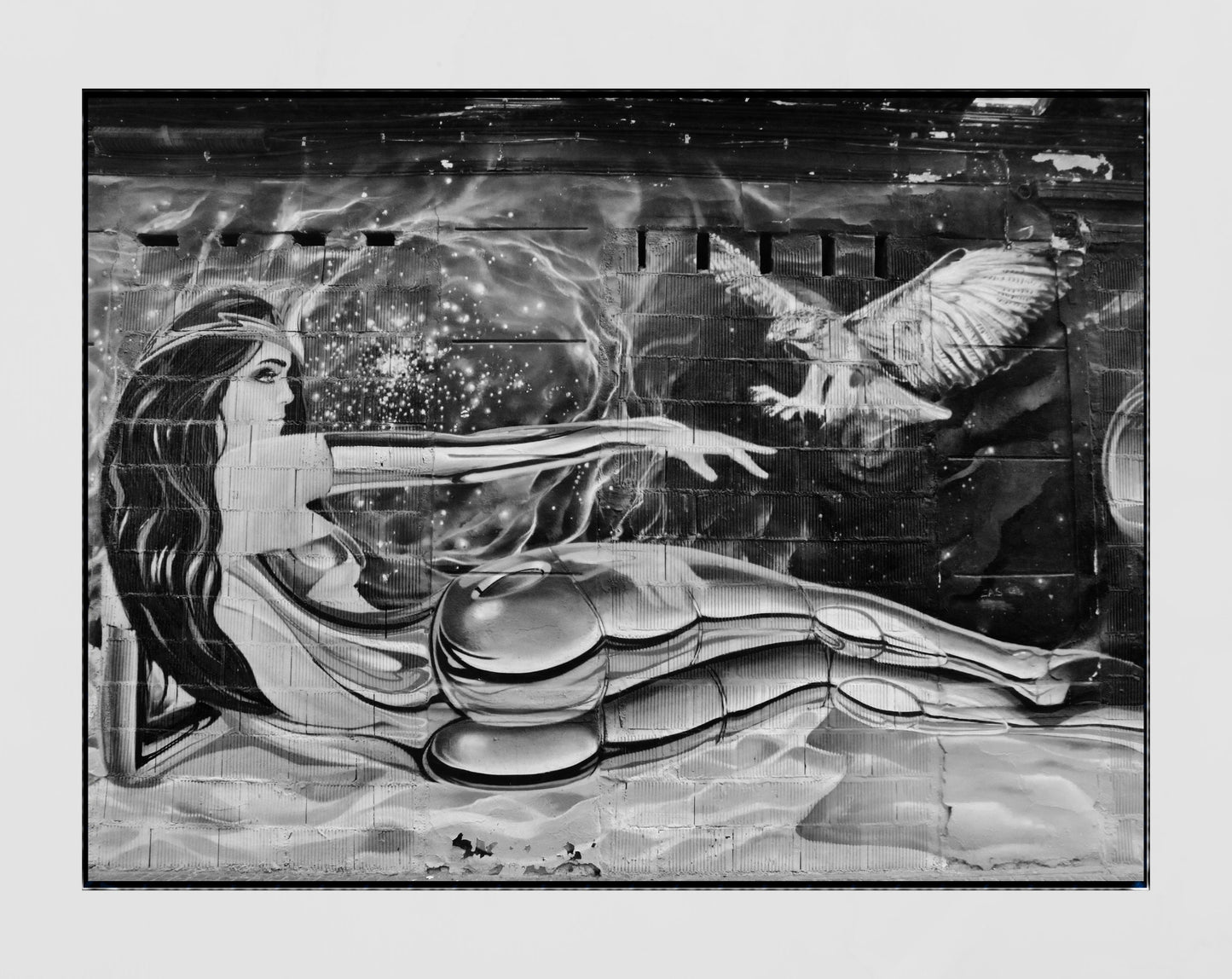 Futuristic Street Art Malaga Black And White Photography Print