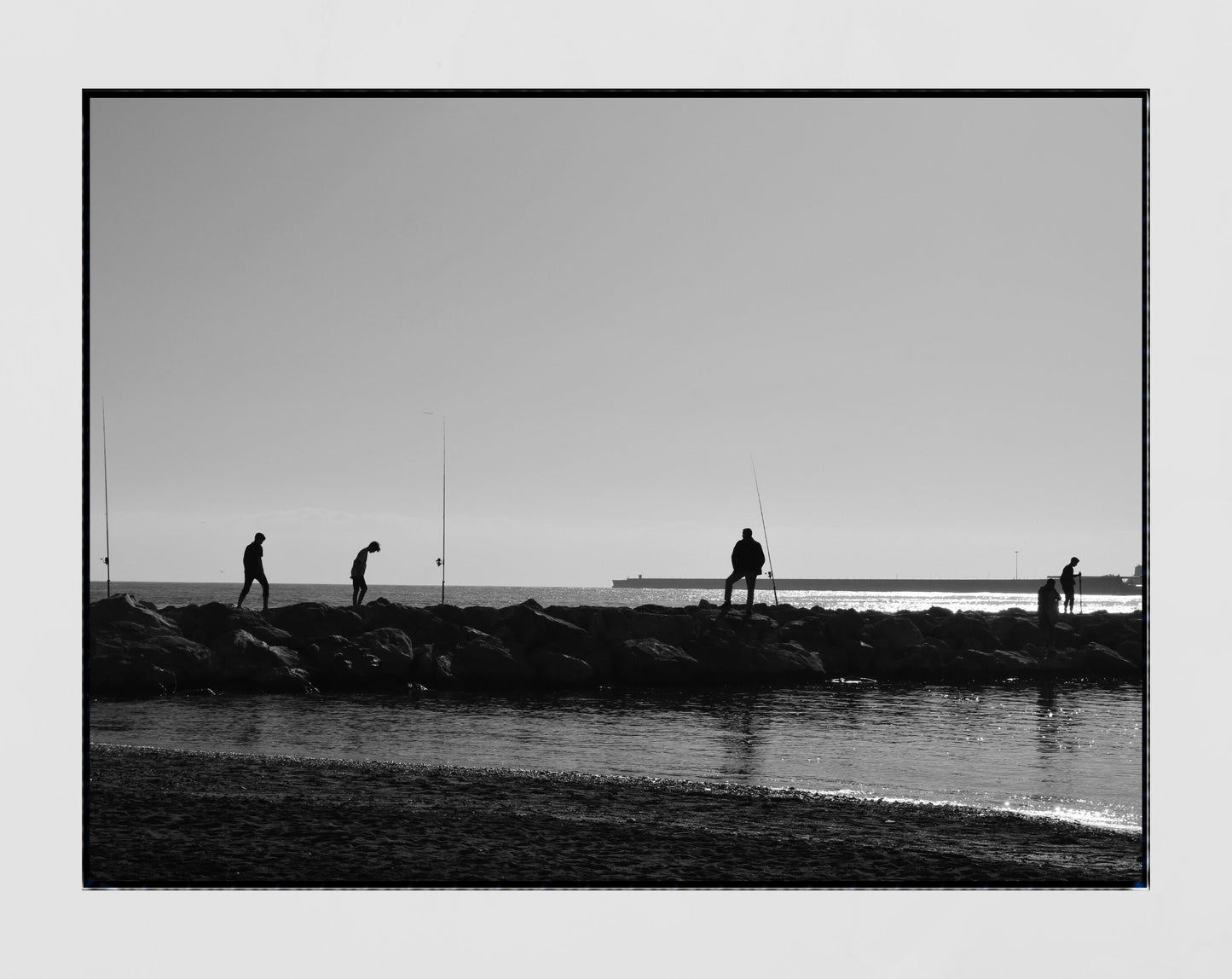 Malaga Spain Print Fishing Black And White Poster