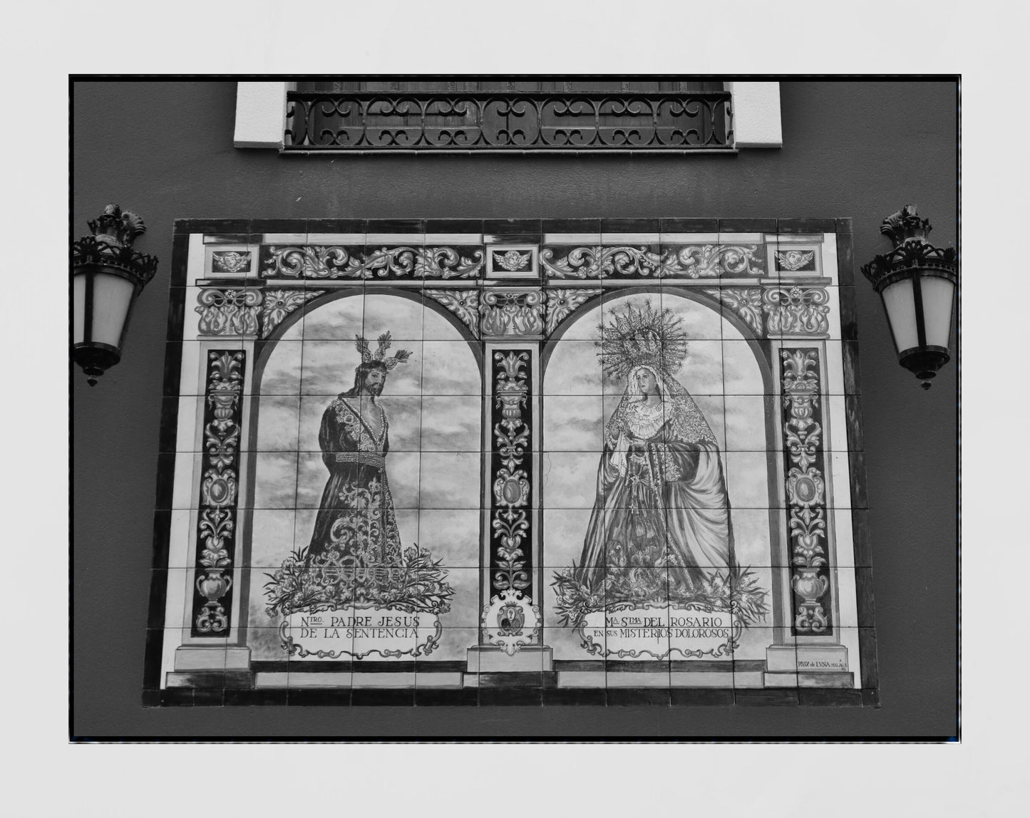 Malaga Spain Wall Art Religious Icon Black And White Print