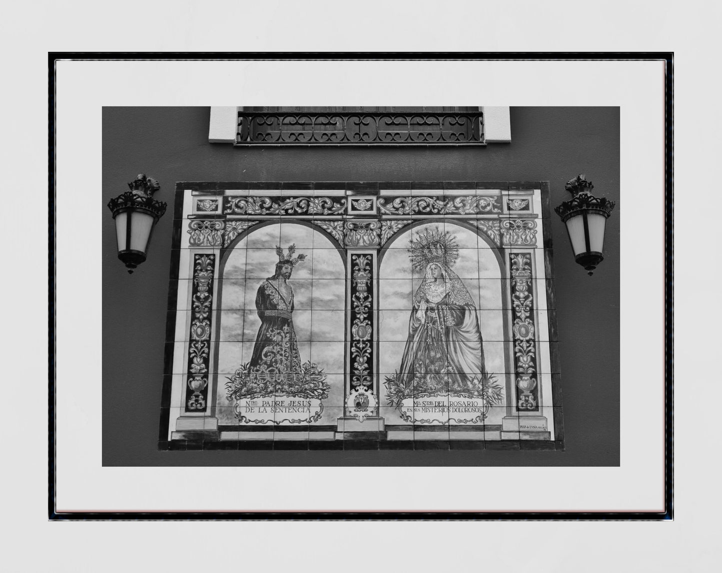 Malaga Spain Wall Art Religious Icon Black And White Print