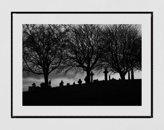 Glasgow Necropolis Graveyard Black And White Photography Print