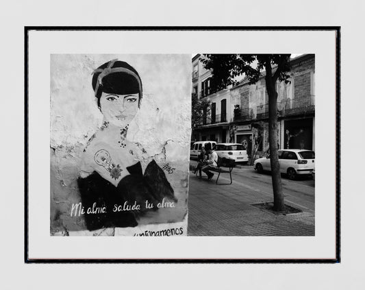 Malaga Street Art Black And White Photography Poster