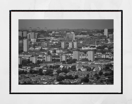 Glasgow Skyline Black And White Photography Poster