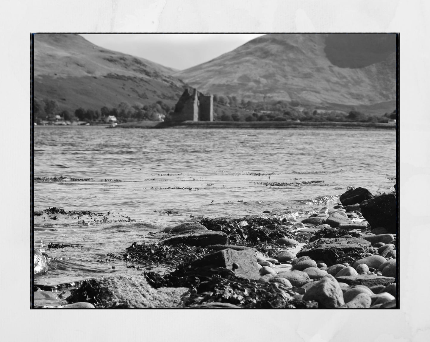 Isle of Arran Lochranza Castle Scotland Landscape Black And White Photography Poster