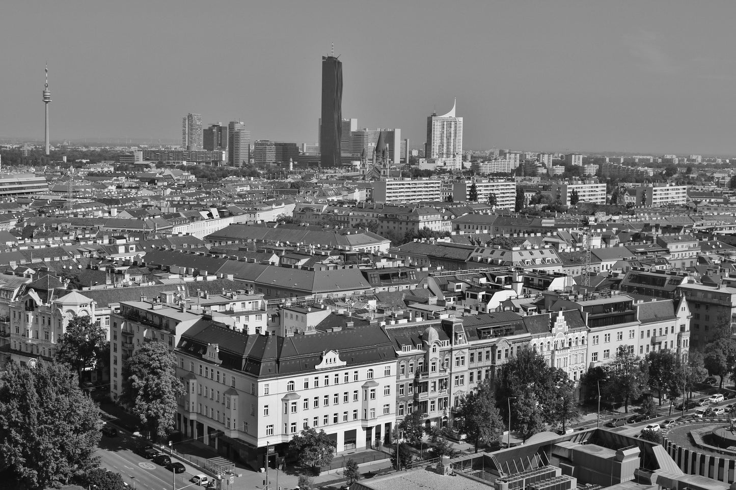 Vienna Skyline Black And White Photography Print
