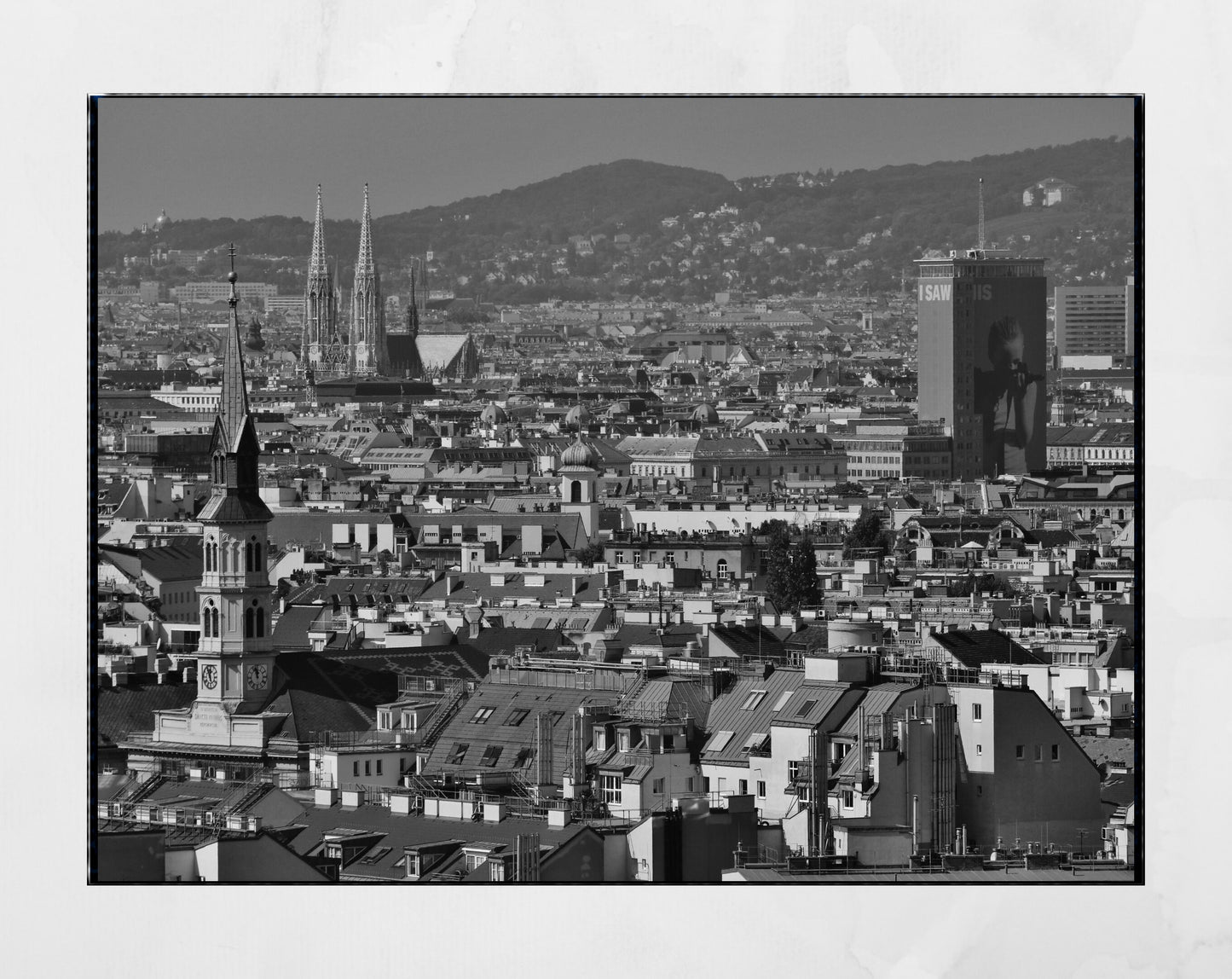 Vienna Skyline Black And White Photography Wall Art