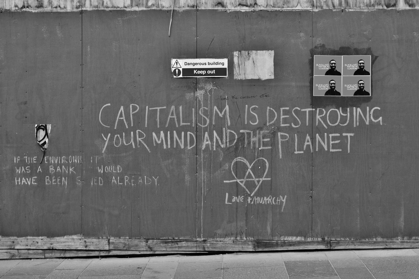 Climate Change Anarchist Photography Print: Glasgow Graffiti Art