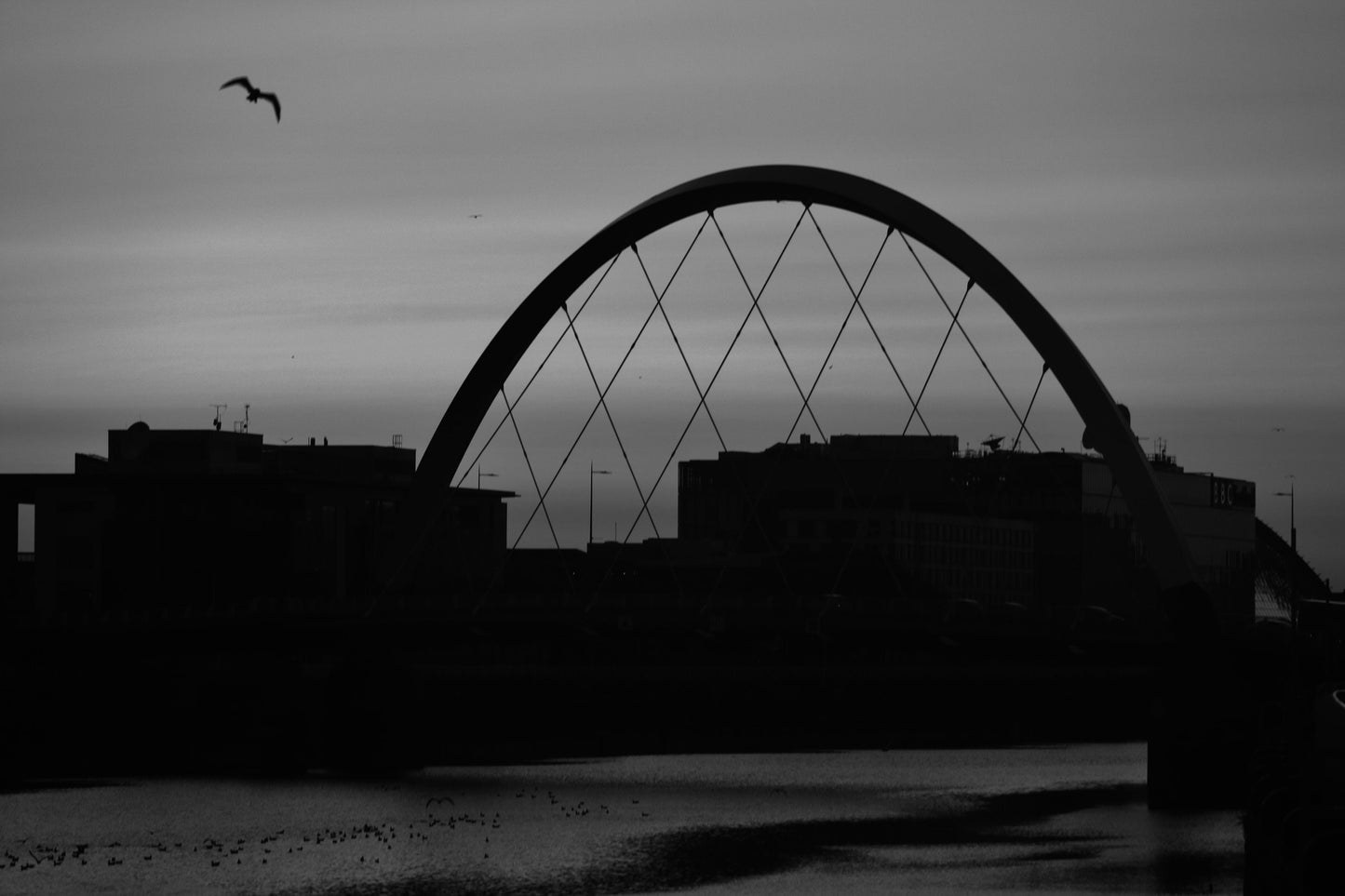 Glasgow Photography Print River Clyde Squinty Bridge Black And White Wall Art