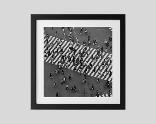 Shibuya Crossing Tokyo Black And White Photography Square Print