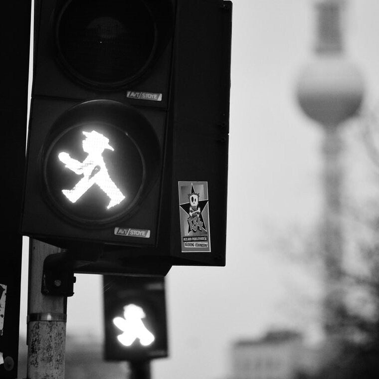 Berlin Ampelmann Black And White Photography Print