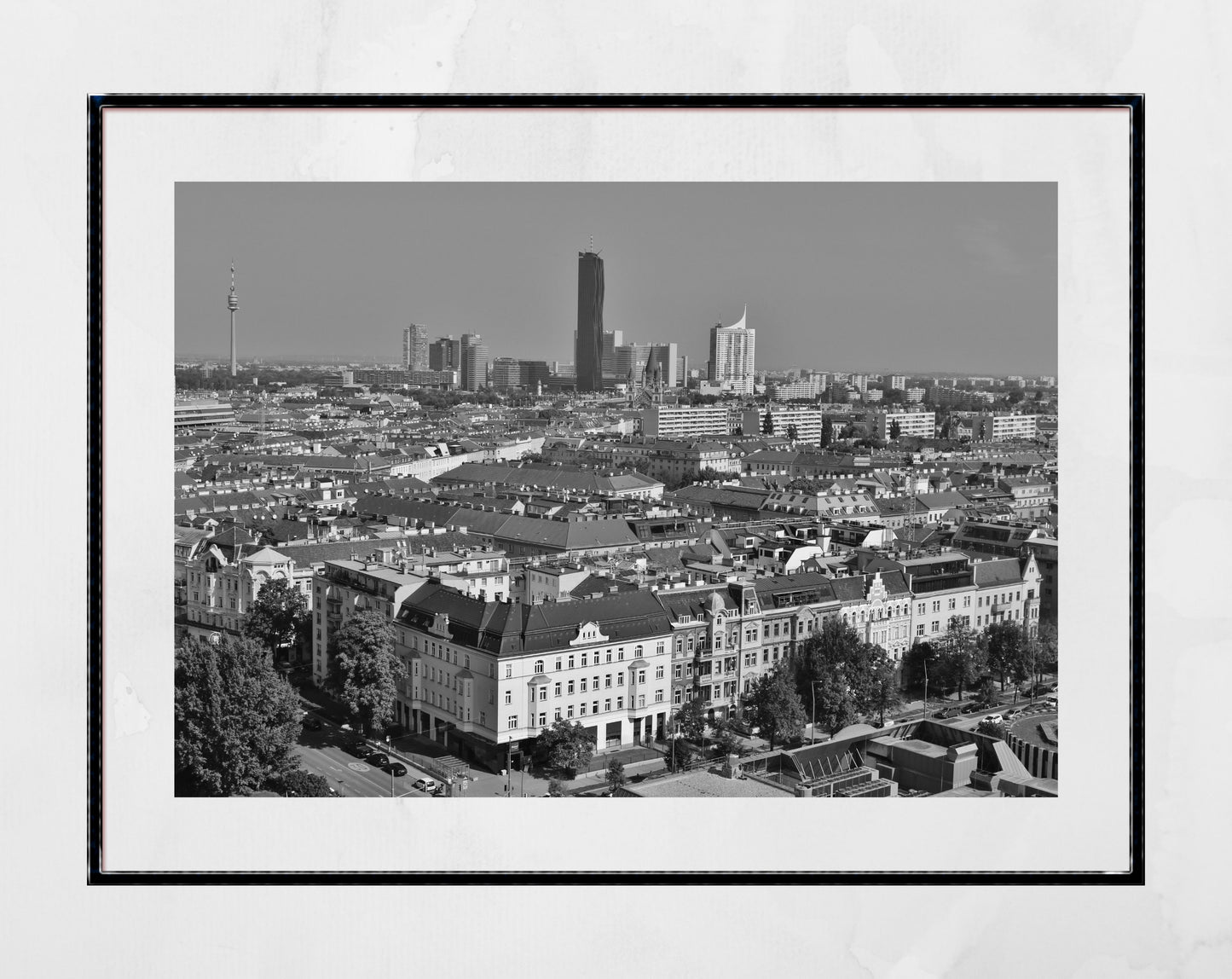 Vienna Skyline Black And White Photography Print