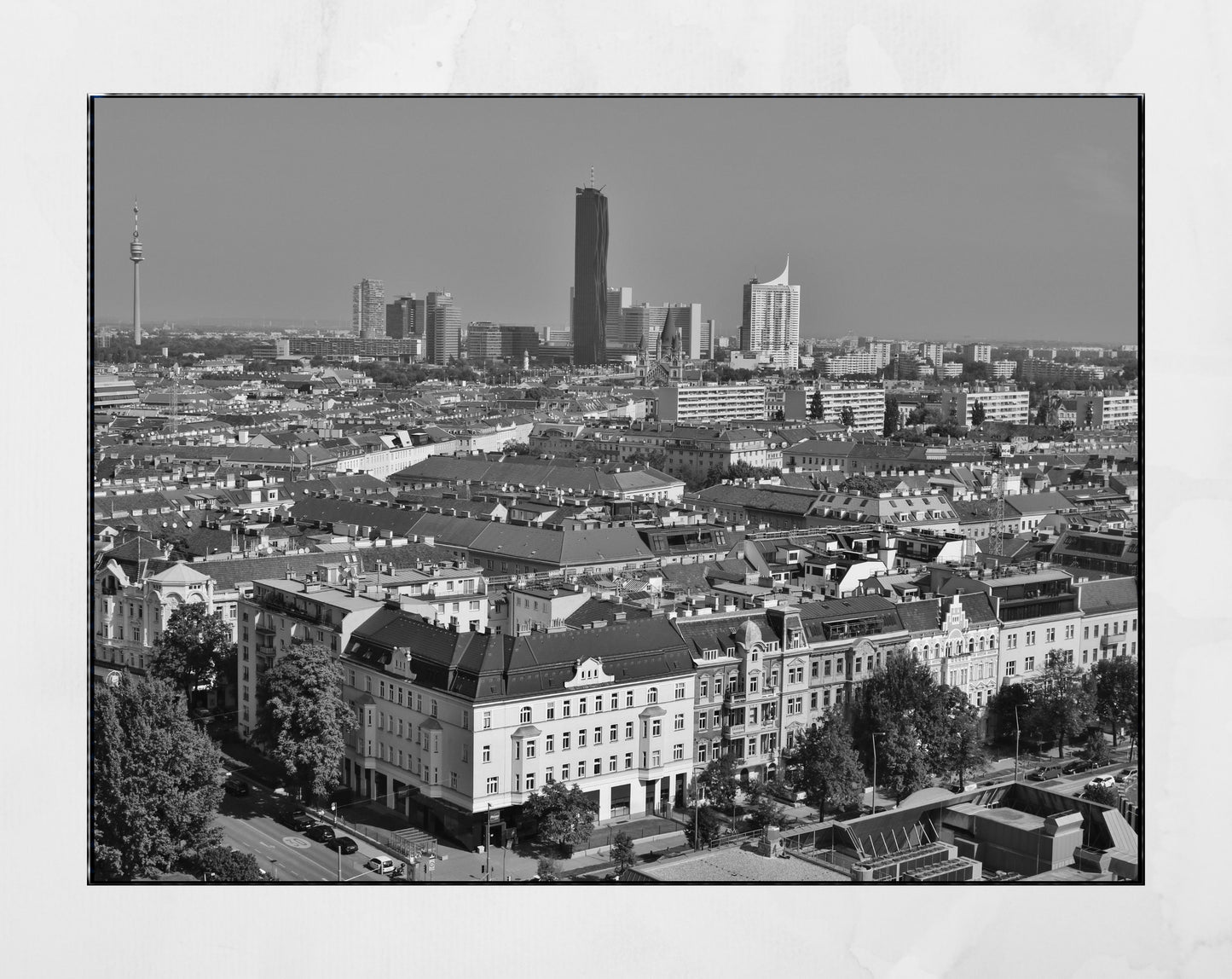Vienna Skyline Black And White Photography Print
