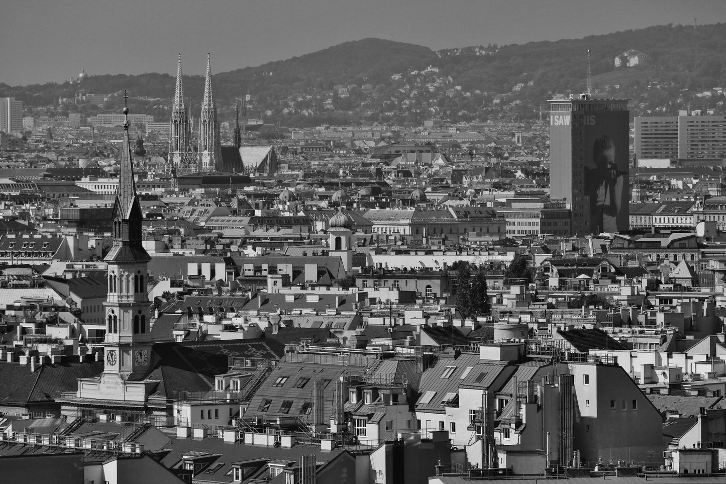 Vienna Skyline Black And White Photography Wall Art