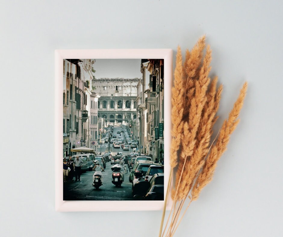 Rome Photography Print Colosseum Street Poster