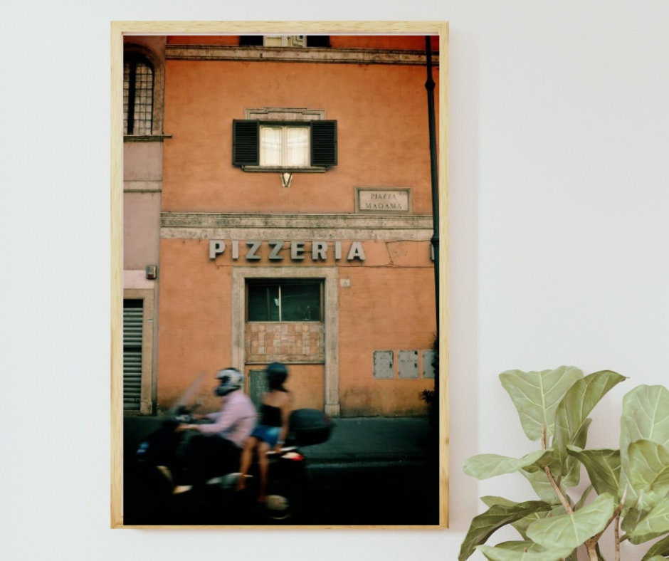 Rome Photography Print Italy Pizzeria Vespa Poster