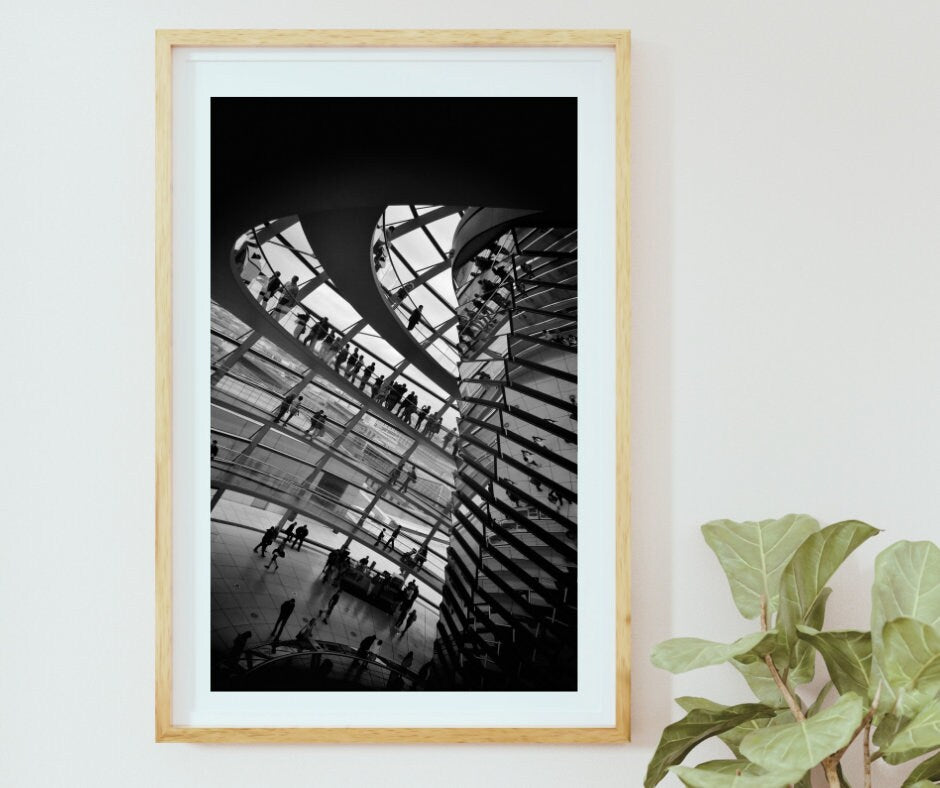 Berlin Reichstag Dome Black And White Photography Poster