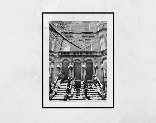 Queen's Drive Glasgow Tenements Black And White Photography Print