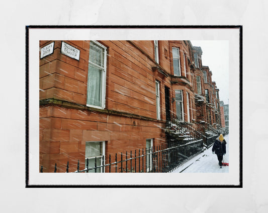 Glasgow South Side Tenements Snow Photography Print