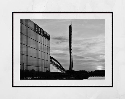 Glasgow BBC Scotland Finnieston Black And White Photography Print