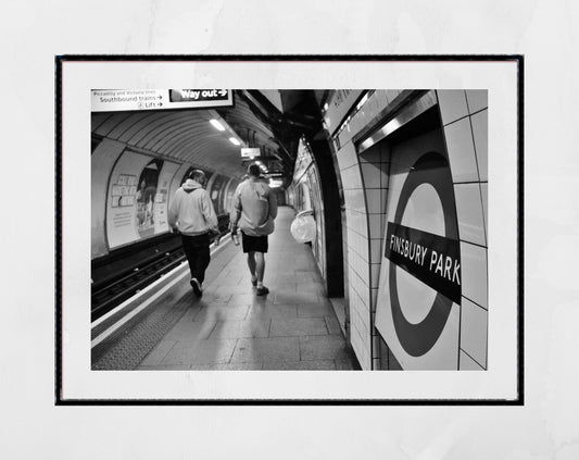 Finsbury Park London Underground Black And White Poster