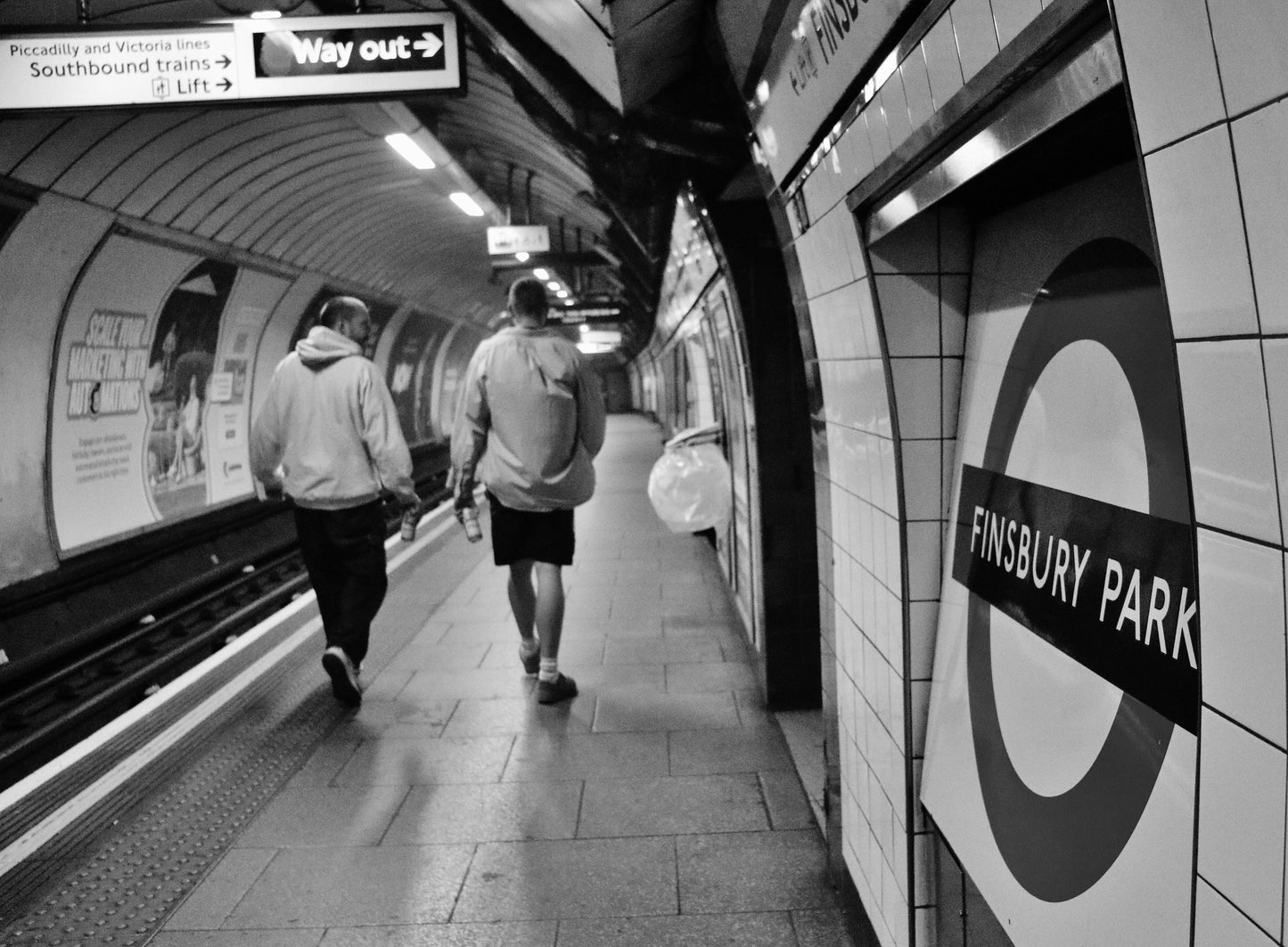 Finsbury Park London Underground Black And White Poster