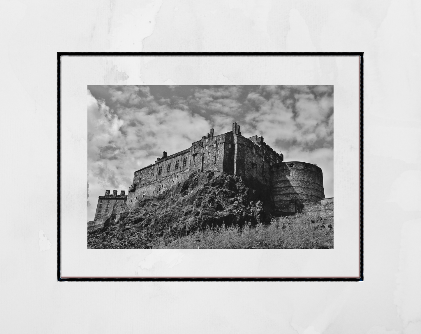 Edinburgh Castle Black And White Photography Print